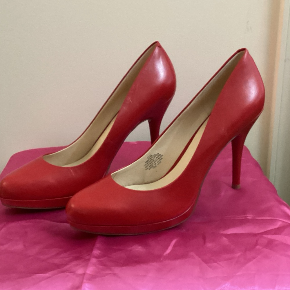 Nine West Vibrant Red Platform Heels